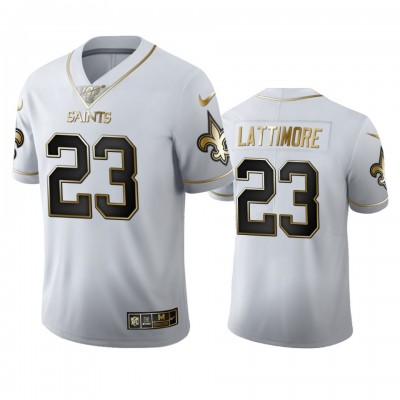 New Orleans Saints #23 Marshon Lattimore Men's Nike White Golden Edition Vapor Limited NFL 100 Jersey Men's